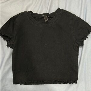 Forever 21 Black Fitted Crop T-Shirt